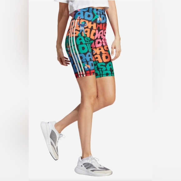 red adidas biker shorts